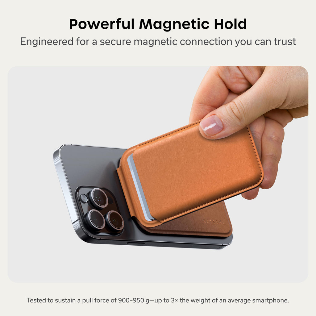 Satechi Magnetic Magsafe Wallet, Double Flap Stand Card Holder, 4 Slots with Front NFC Pass-Through, Adjustable Phone Attachment for iPhone 17/16/15/14/13/12, Travel Accessory