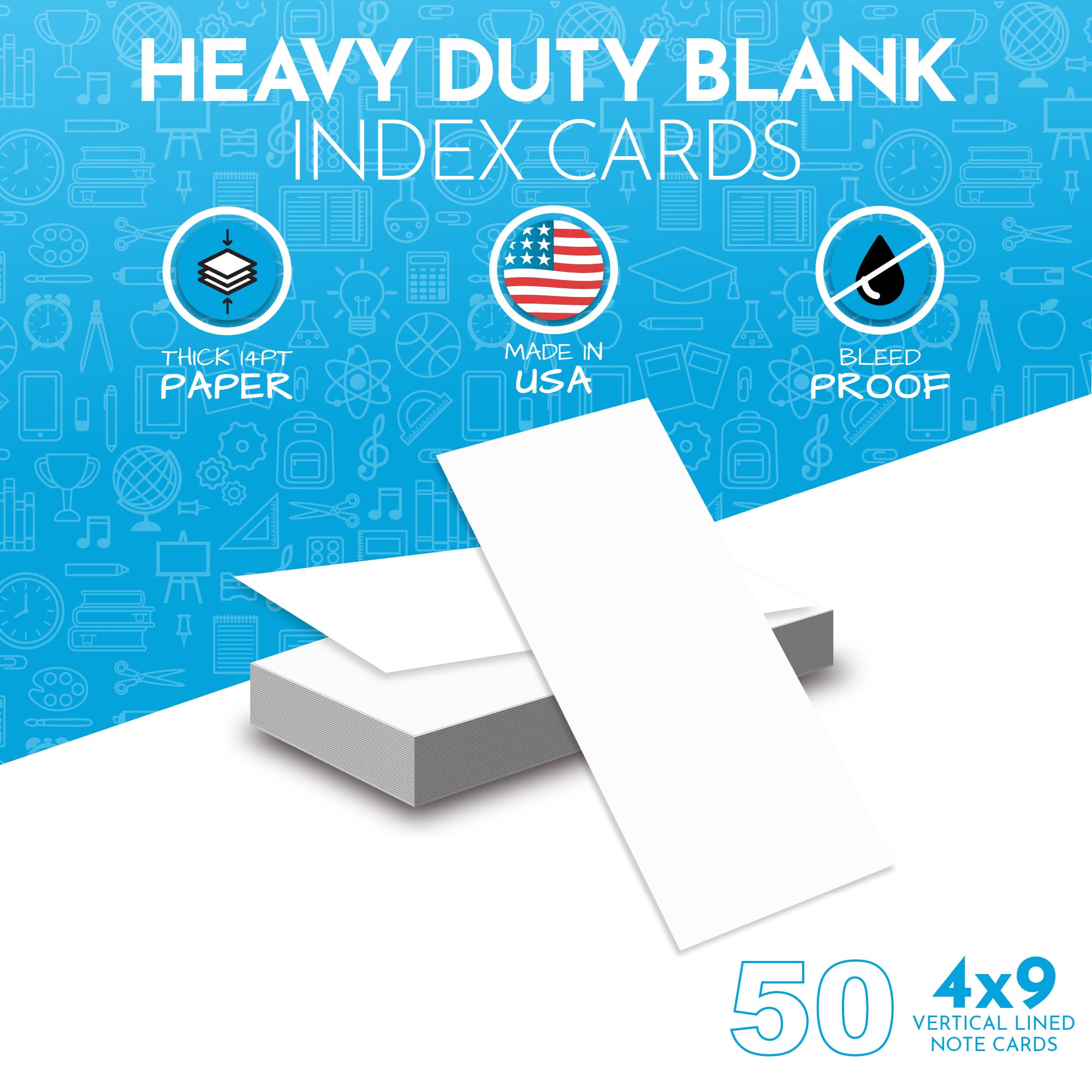 Home Advantage 2x3.5 Blank Index Cards - Our 50 Pack of Blank Note Cards Use Heavy Duty Cardstock to Make Them Bleed Proof - These Plain Index Cards Make Great Blank Business Cards & Blank Flashcards