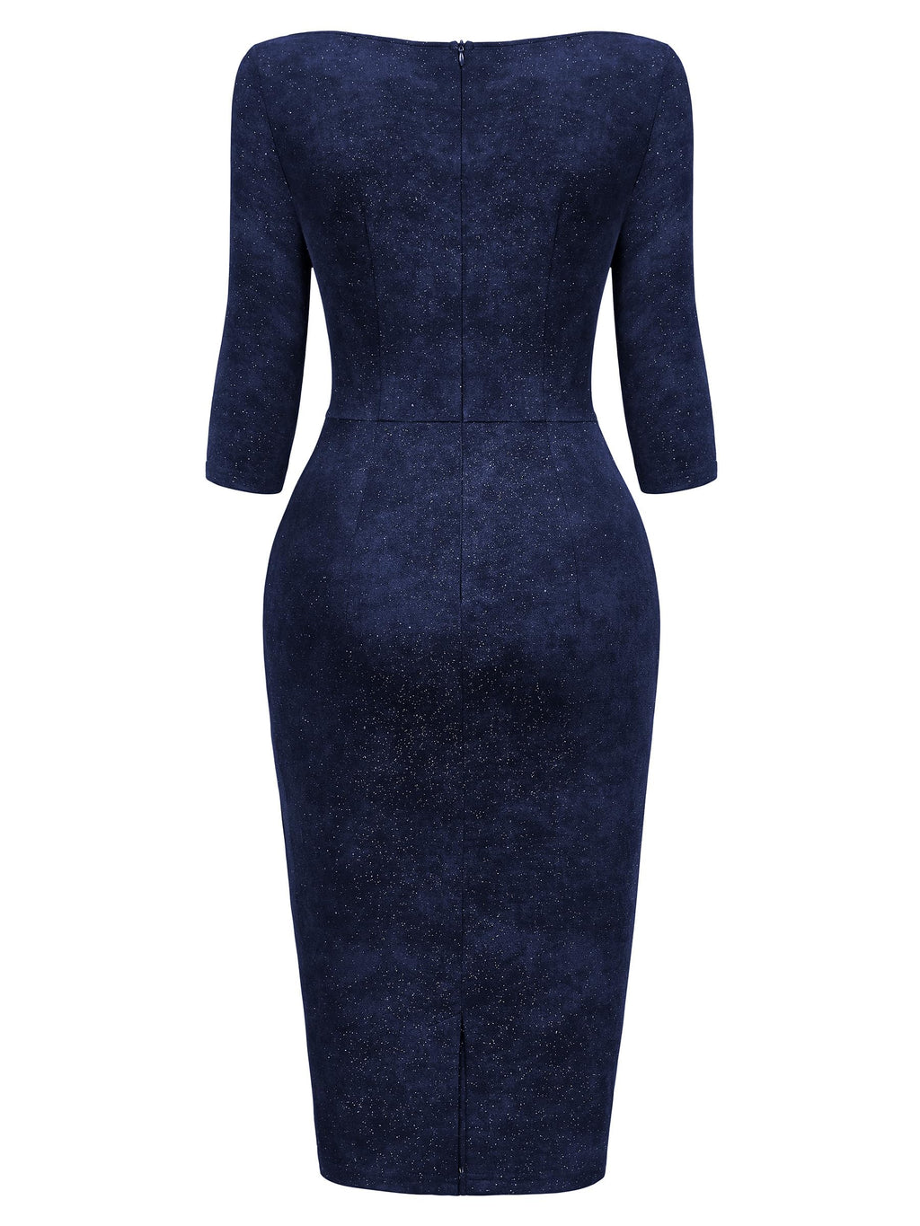 MIUSOL Women's Retro Ruffle Style 3/4 Sleeve Sparkly Cocktail Dress