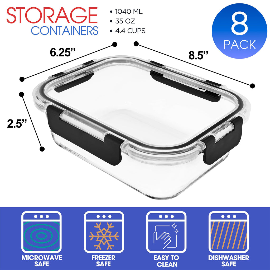 Sorbus 20pc Glass Meal Prep Containers Set – 10 Glass Food Storage Containers (21.3oz, 2.6 Cups) with Airtight Lids – Freezer, Dishwasher, and Oven Safe – Reusable Containers for Meal Prep and Storage