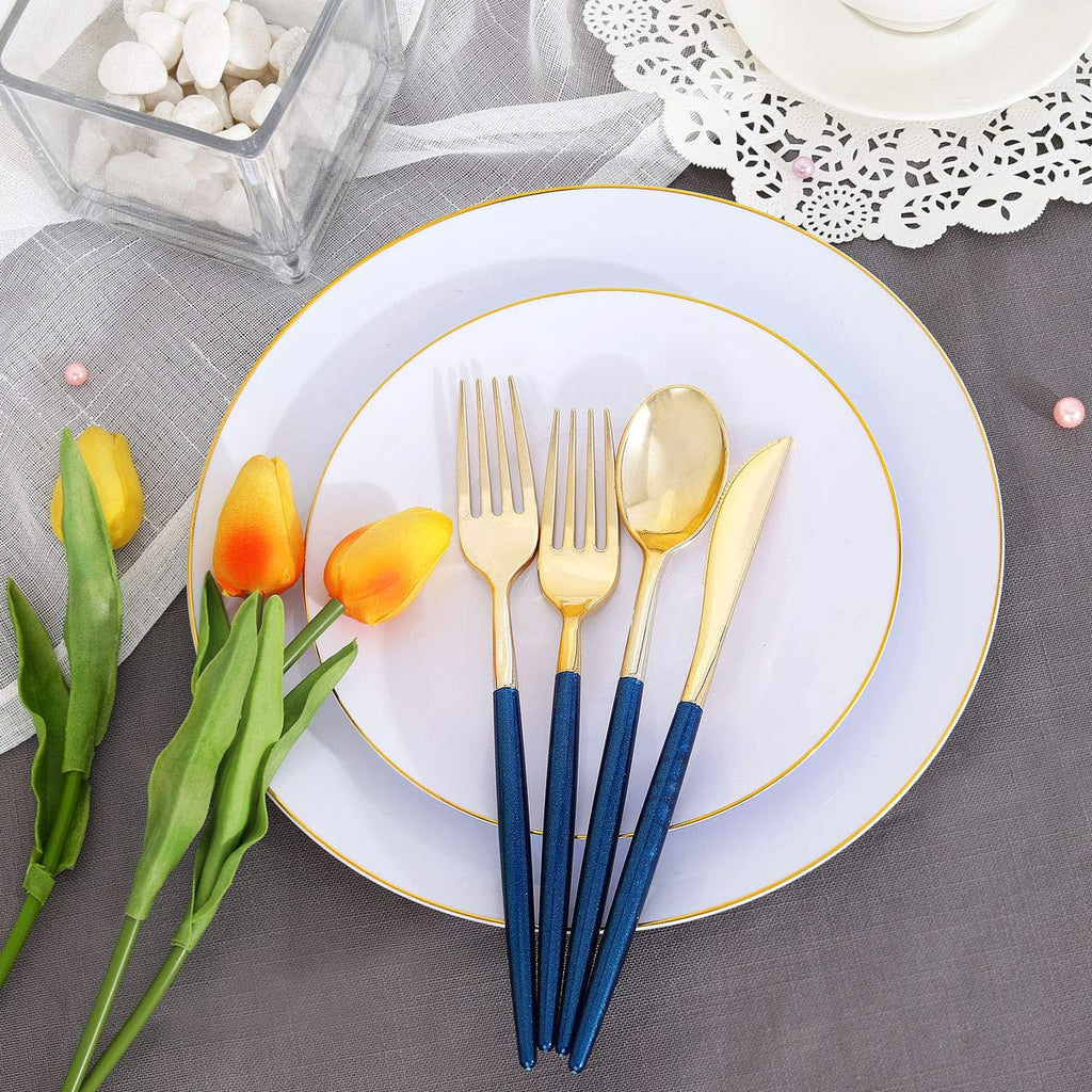 Supernal 102 Pcs Black and Gold Plastic Silverware Set,Heavy Duty Gold Disposable Cutlery for 34 Guests (34 Forks,34 Spoons,34 Knives),Elegant Plastic Flatware for Weddings,Parties & Upscale Events