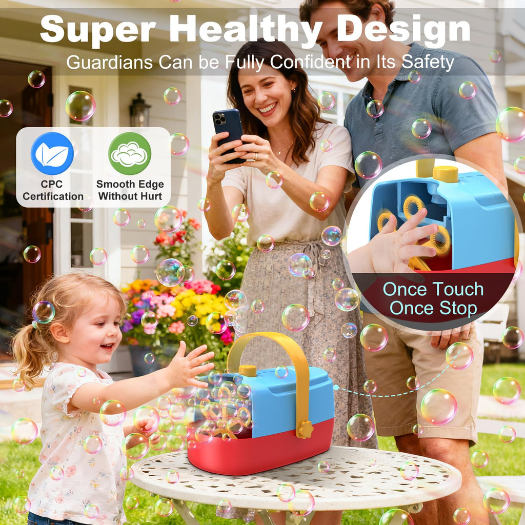 Zerhunt Durable Bubble Machine for Party: 3 Power Modes for Non-Stop Fun - 18000+ Bubbles Per Minute High Output 30 Mins Bubbles per Refill - Kids Safe Auto-Stop for Outdoor Backyard Birthday