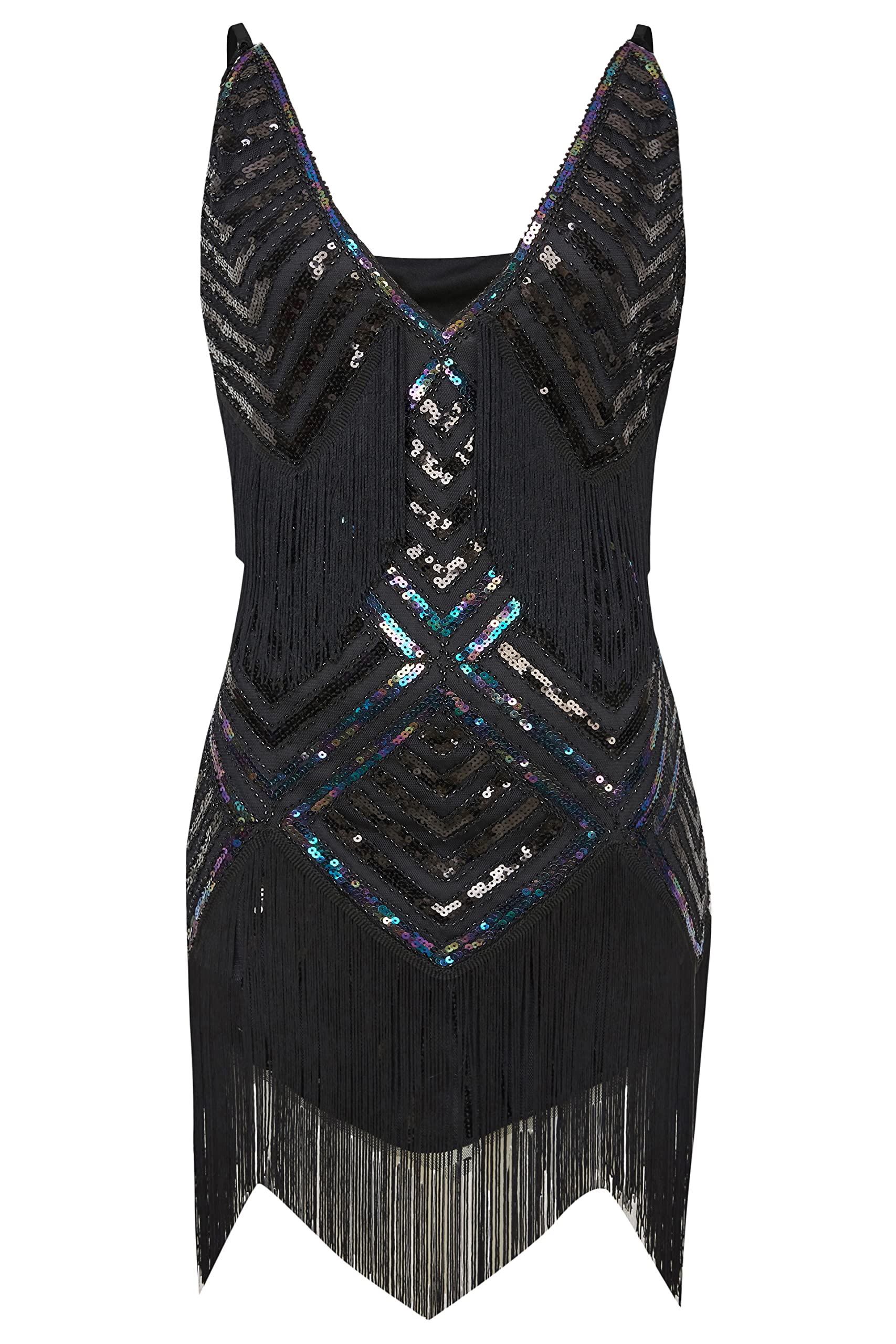BABEYOND Women's 1920s Flapper Dress V Neck Slip Dress Roaring 20s Great Gatsby Dress for Party