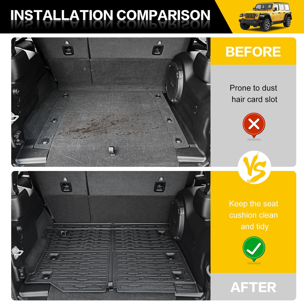 Cargo Mats for 2018-2025 Jeep Wrangler JL Unlimited 4X4 Trunk Mat with Backrest Liner, All Weather TPE Protector Rear Back Seat Mats for 18-25 Wrangler JL 4X4 4 Door Accessories