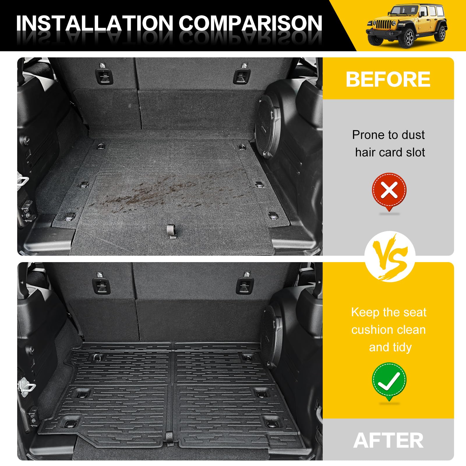Cargo Mats for 2018-2025 Jeep Wrangler JL Unlimited 4X4 Trunk Mat with Backrest Liner, All Weather TPE Protector Rear Back Seat Mats for 18-25 Wrangler JL 4X4 4 Door Accessories