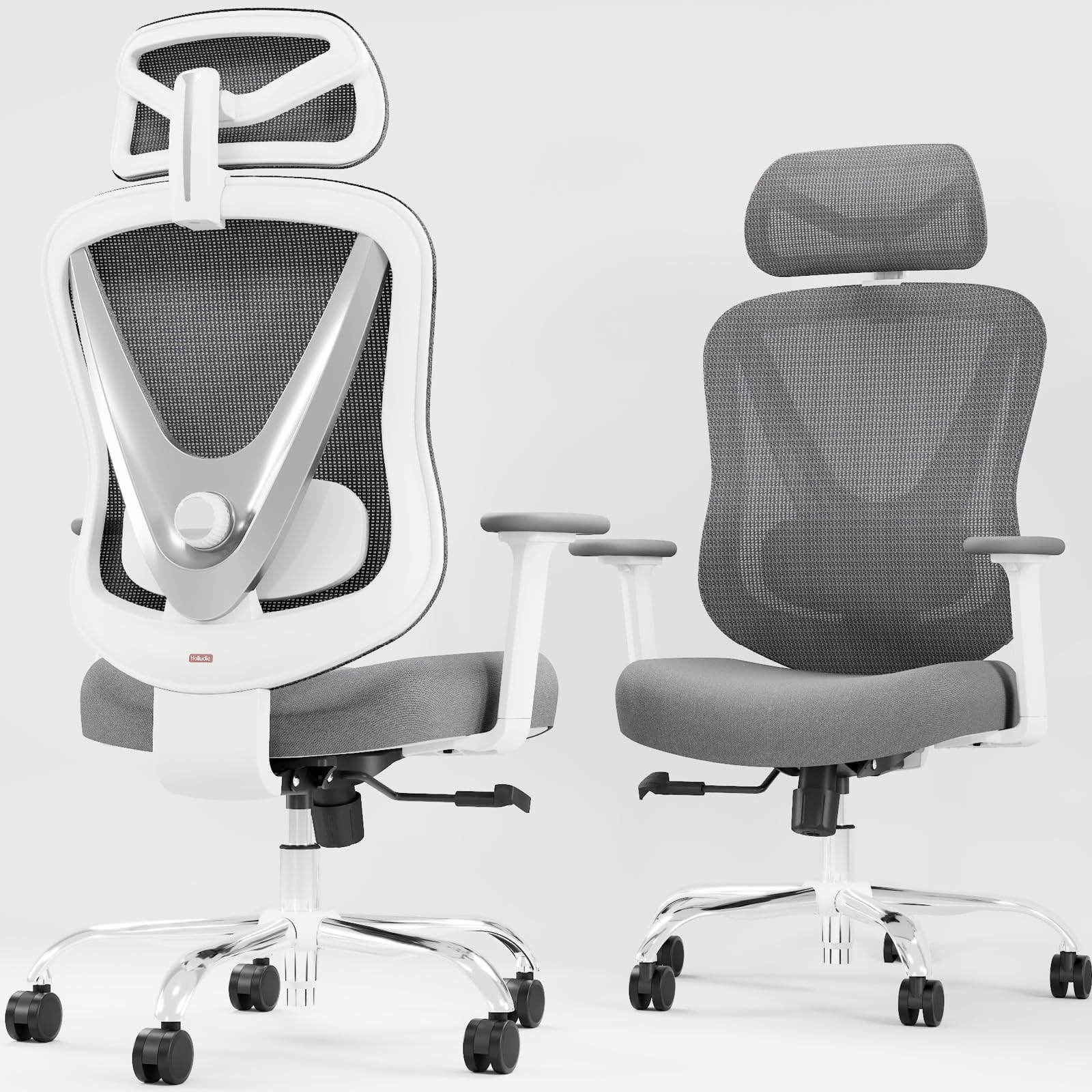 HOLLUDLE Ergonomic Mesh Office Chair - 3D Adjustable Lumbar Support & 3D Armrests, V-Shaped Back, Adjustable Desk Chair for Office & Home, Black