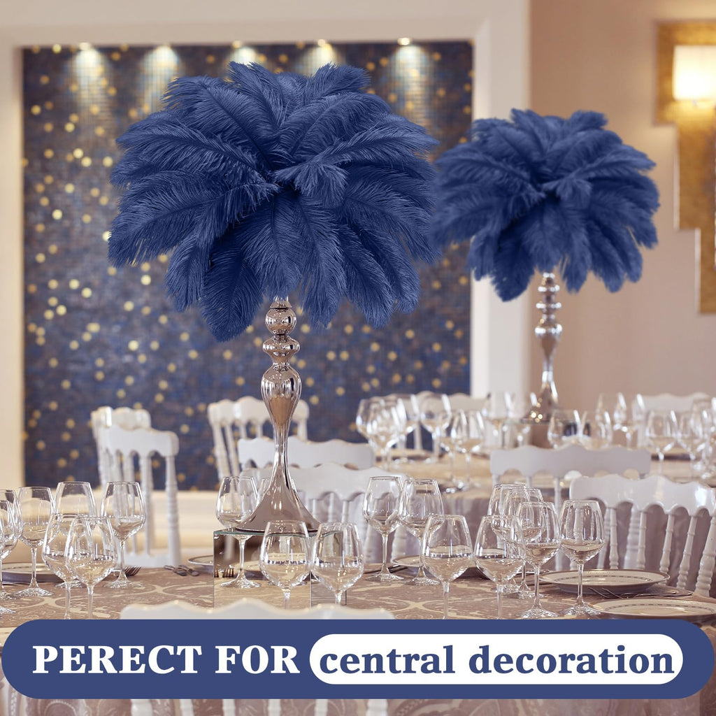 Retrowavy 50 Pcs 14-16 Inches Large Natural Ostrich Feathers Bulk for Centerpieces for Wedding Party Centerpieces Home Decoration Flower Arrangement (Black)