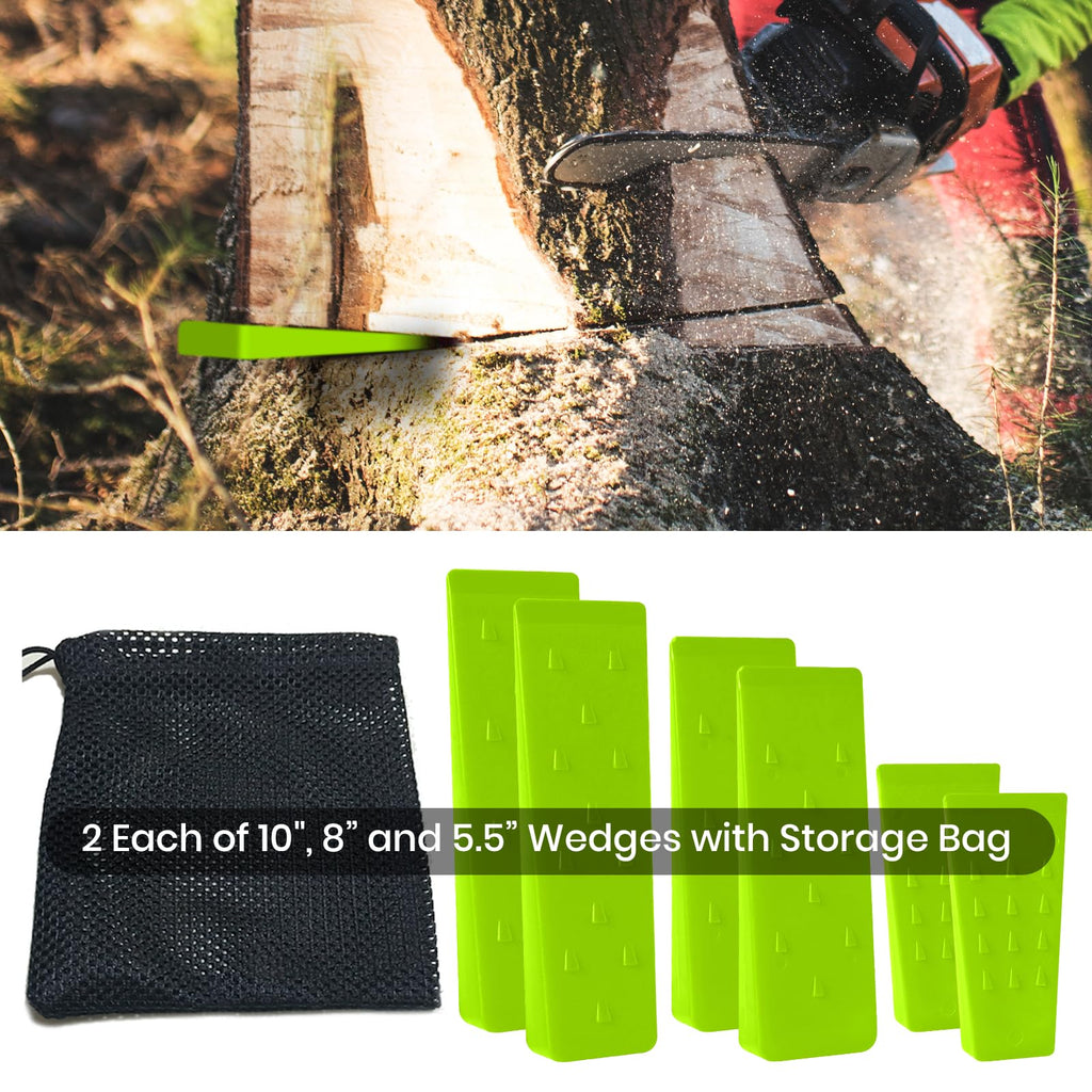 AR-PRO 6 Pack Tree Felling Wedges with Spikes for Safe Tree Cutting – 5.5” Wedges with Storage Bag; 6 Felling Dogs to Guide Trees Stabilize and Safely to Ground for Loggers and Fallers