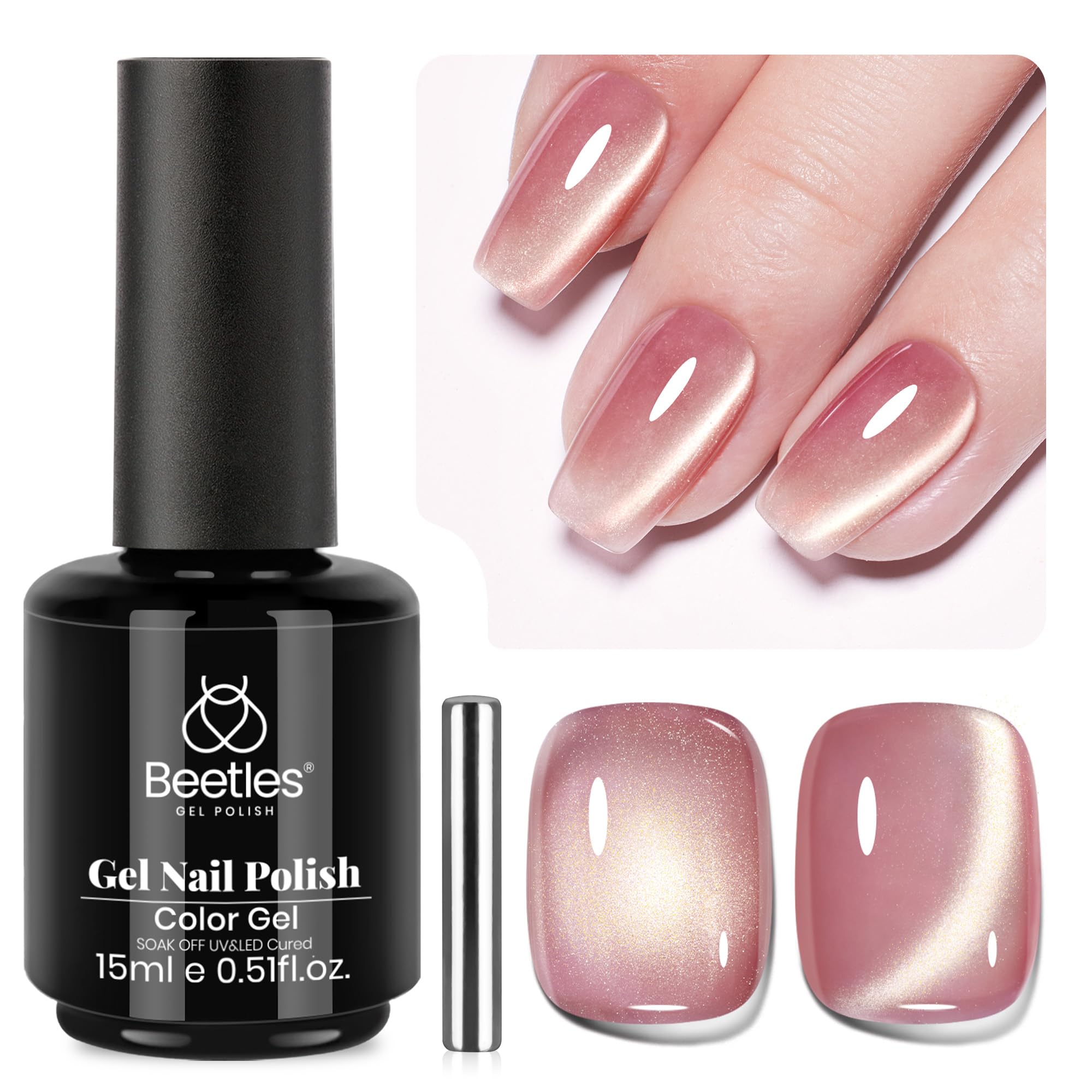 Beetles Star Cascade Silver Cat Eye Gel Nail Polish - 15ML Christmas Silver Glitter Cat Eye Gel Polish with Magnet Soak Off UV Velvet Nail Polish Salon DIY Manicure Winter Gift for Women