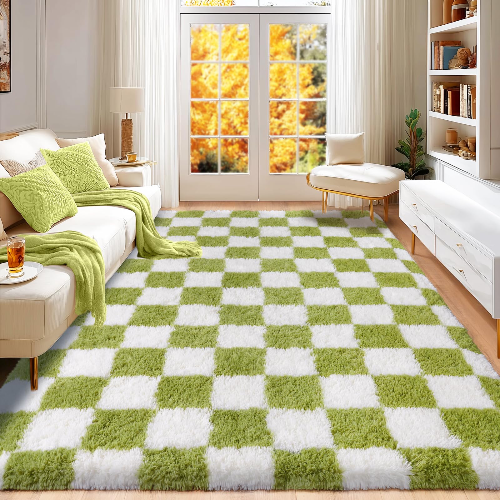 Awaytail Fluffy Rug Washable 2x3 Feet, Pure Black Desk Chair Rug Non-Slip, Super Soft Kids Rug for Boys Nursery Dorm Decor