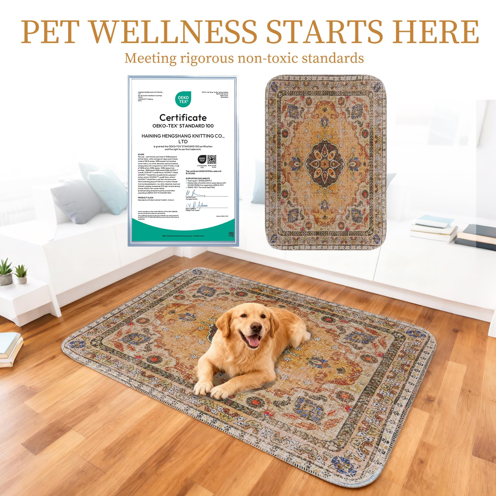 Homimp Washable Pee Pads for Dogs, 2 Pack Reusable Puppy Pads Waterproof, Absorbent and Leakproof Dog Pee Pads, Non Slip Puppy Training Pads, Pet Mat for Floor,Crate,Couch,Whelping,Beige 36"x36"