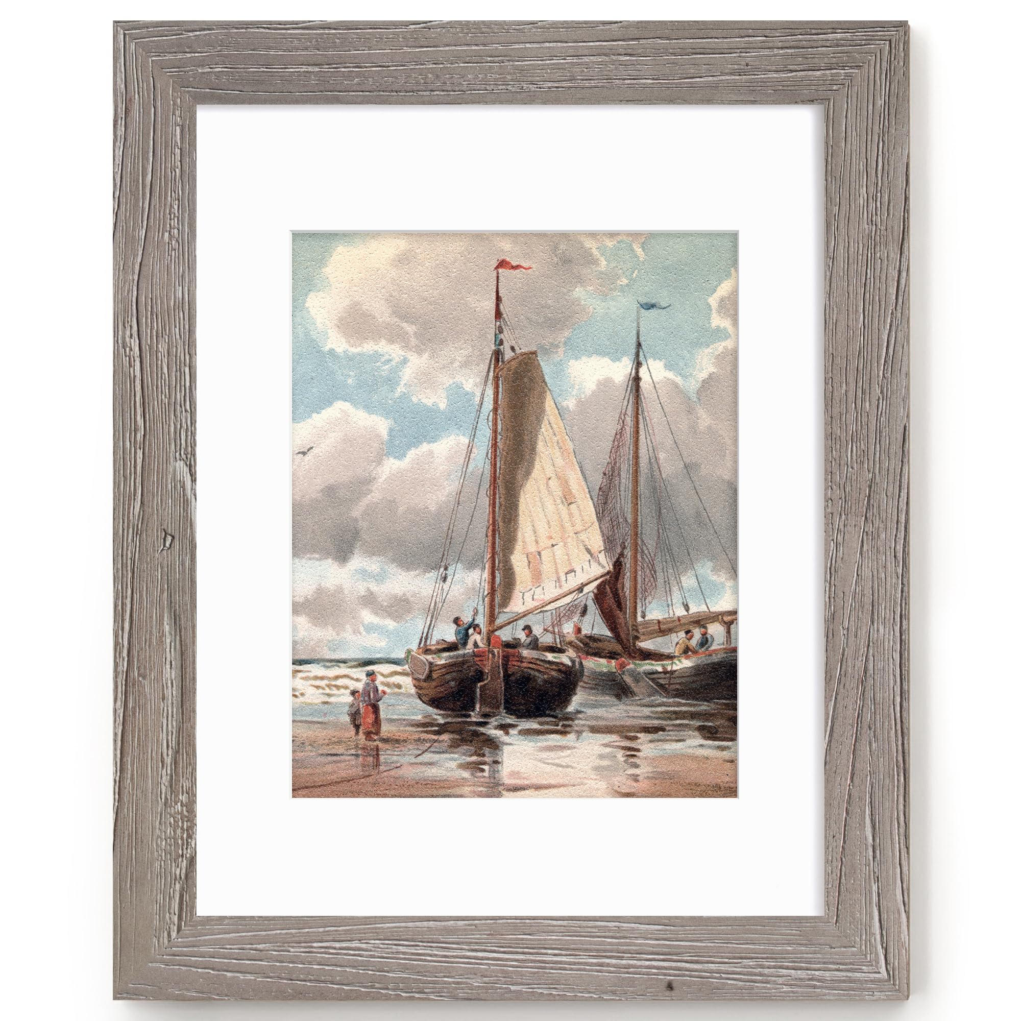 Fun Memories 5x7 Picture Frame with Mat for 4x6 Photo, Solid Elm Wood & Tempered Glass, Rustic Wall & Tabletop Display Frame, Grey, 1 Pack