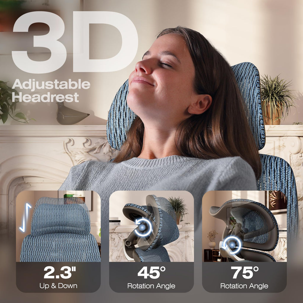 ELABEST X100 Ergonomic Office Chair with Footrest, Big and Tall Home Desk Chair with 5D Flip-Up Arms, Adjustable 3D Lumbar Support,High Back Rolling Computer Chair, Swivel Mesh Chairs (Coffee Break)