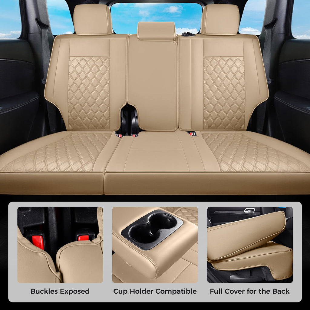 Huidasource Grand Cherokee Seat Covers, 2 Pieces Waterproof Leather Customized Car Seat Cushion Covers Protectors Compatible with Jeep Grand Cherokee 2011-2022 (2Pcs Front/Black)