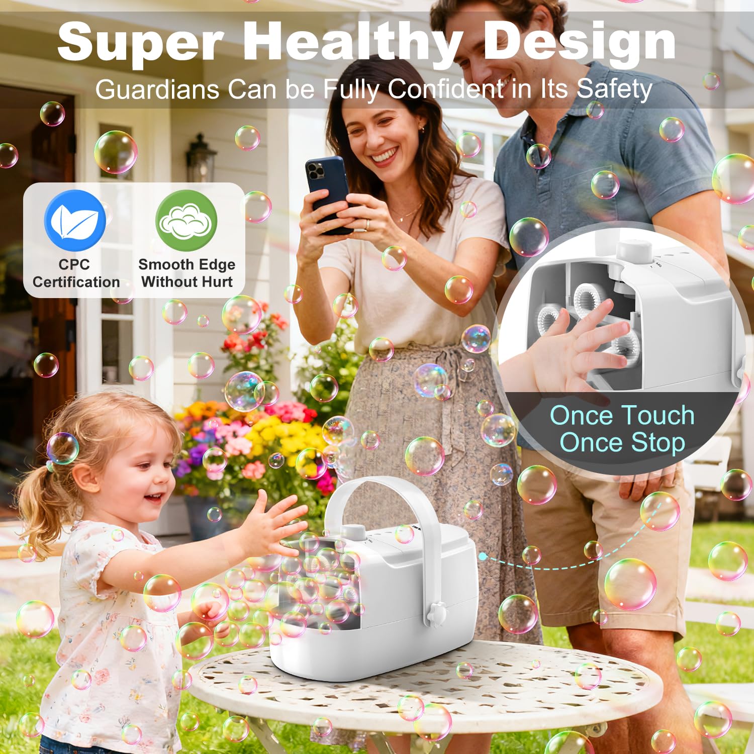 Zerhunt Durable Bubble Machine for Party: 3 Power Modes for Non-Stop Fun - 18000+ Bubbles Per Minute High Output 30 Mins Bubbles per Refill - Kids Safe Auto-Stop for Outdoor Backyard Birthday