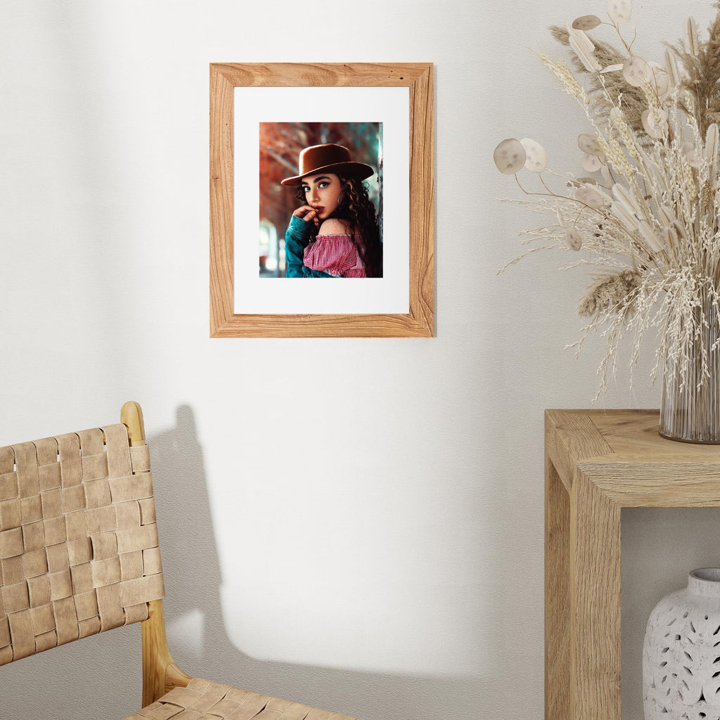 Fun Memories 5x7 Picture Frame with Mat for 4x6 Photo, Solid Elm Wood & Tempered Glass, Rustic Wall & Tabletop Display Frame, Grey, 1 Pack