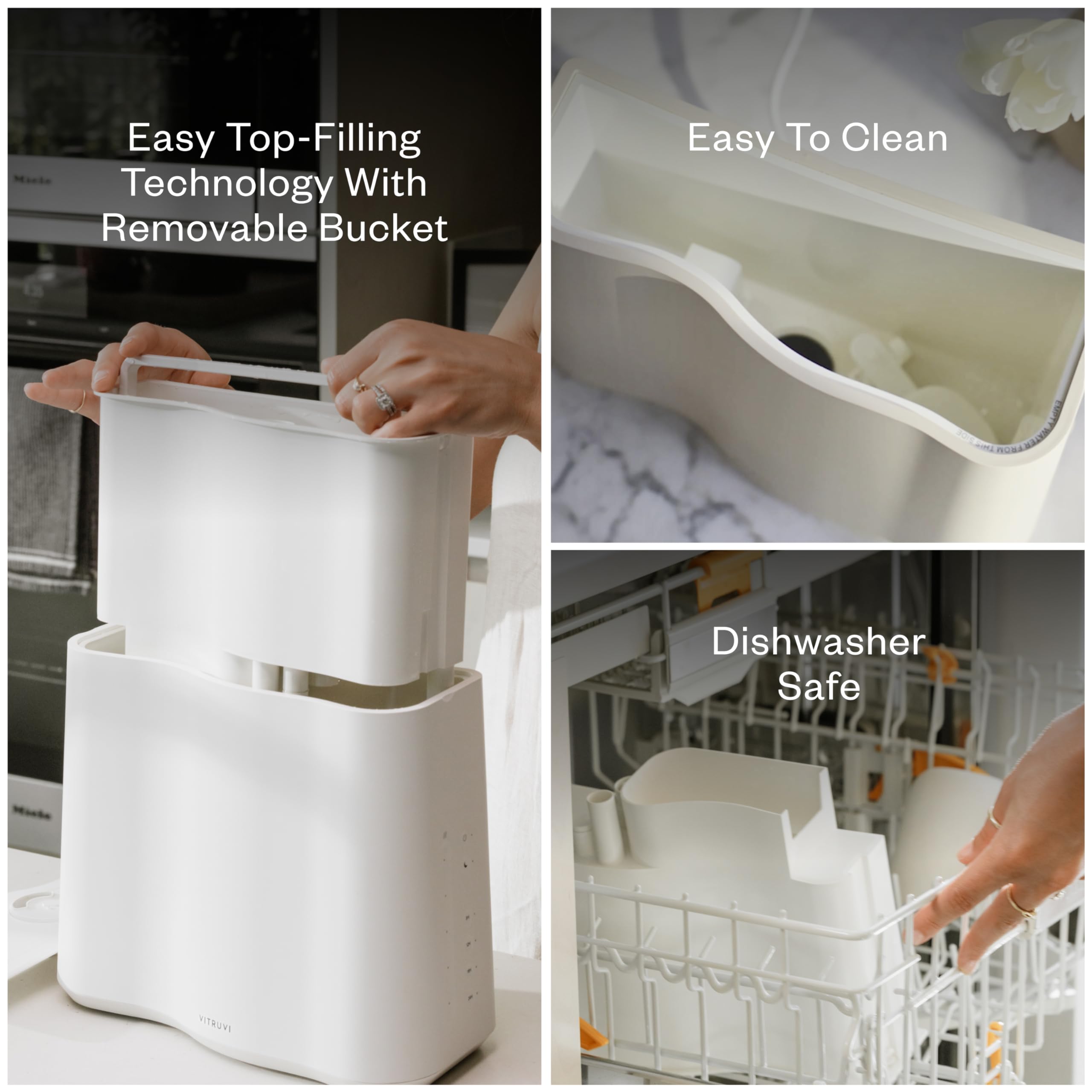 Vitruvi Cloud Bedside Humidifier, Dove, 24 Hr Run Time, 602ft Coverage, Large Home Bedroom - Night Mode - Includes 3 Month Filter