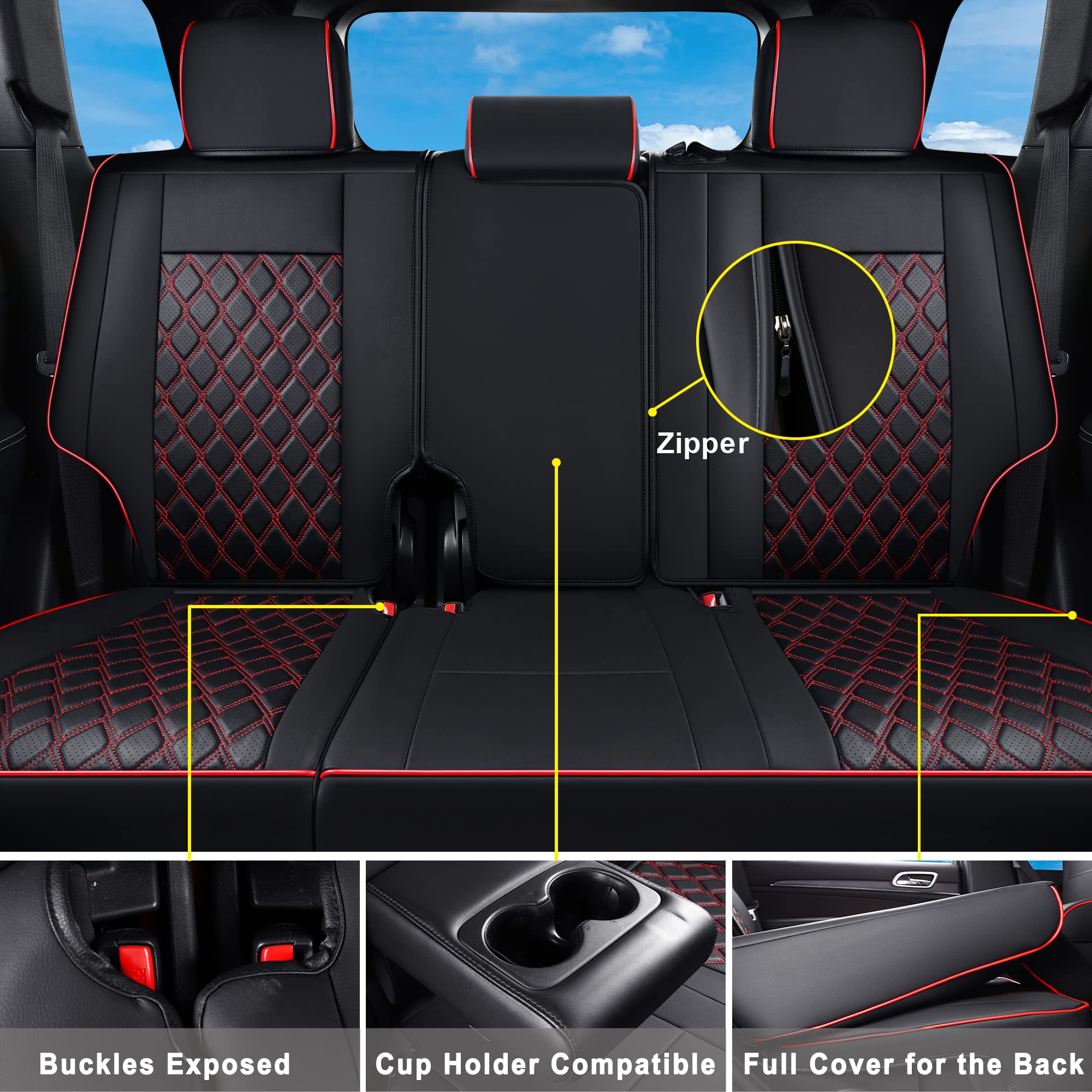 Huidasource Grand Cherokee Seat Covers, 2 Pieces Waterproof Leather Customized Car Seat Cushion Covers Protectors Compatible with Jeep Grand Cherokee 2011-2022 (2Pcs Front/Black)
