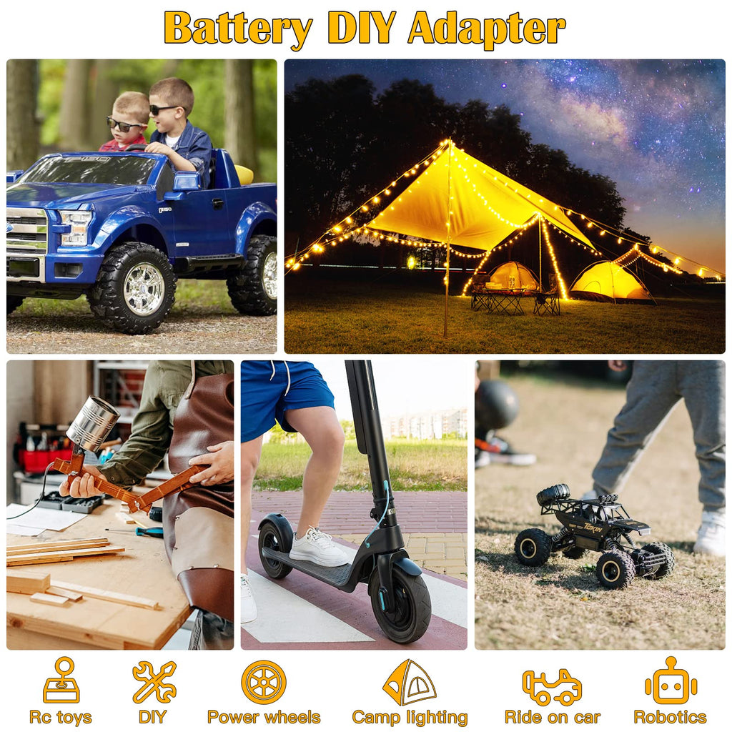 Power Wheels Adapter for Dewalt 20V Battery Adapter Power Wheels Battery Conversion Kit with Switch, Fuse & Wire Terminals, 12AWG Wire, Power Connector for DIY Ride On Truck, RC Car Toys and Robotics