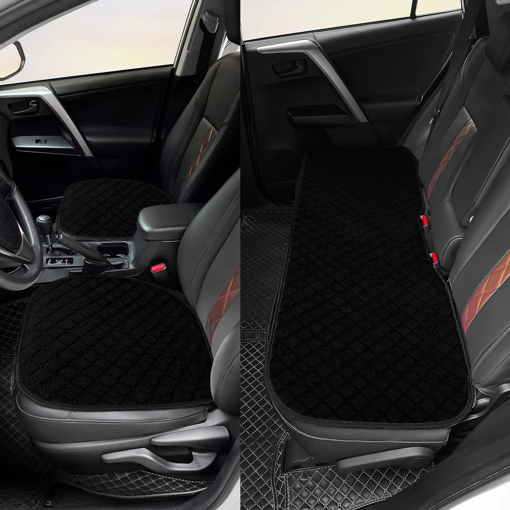 surpassme Comfortable Car Seat Covers Universal Front Seat Covers for Car Accessories, Padded Car Interior Covers for Automotive, SUV, Truck, and Van(Black)