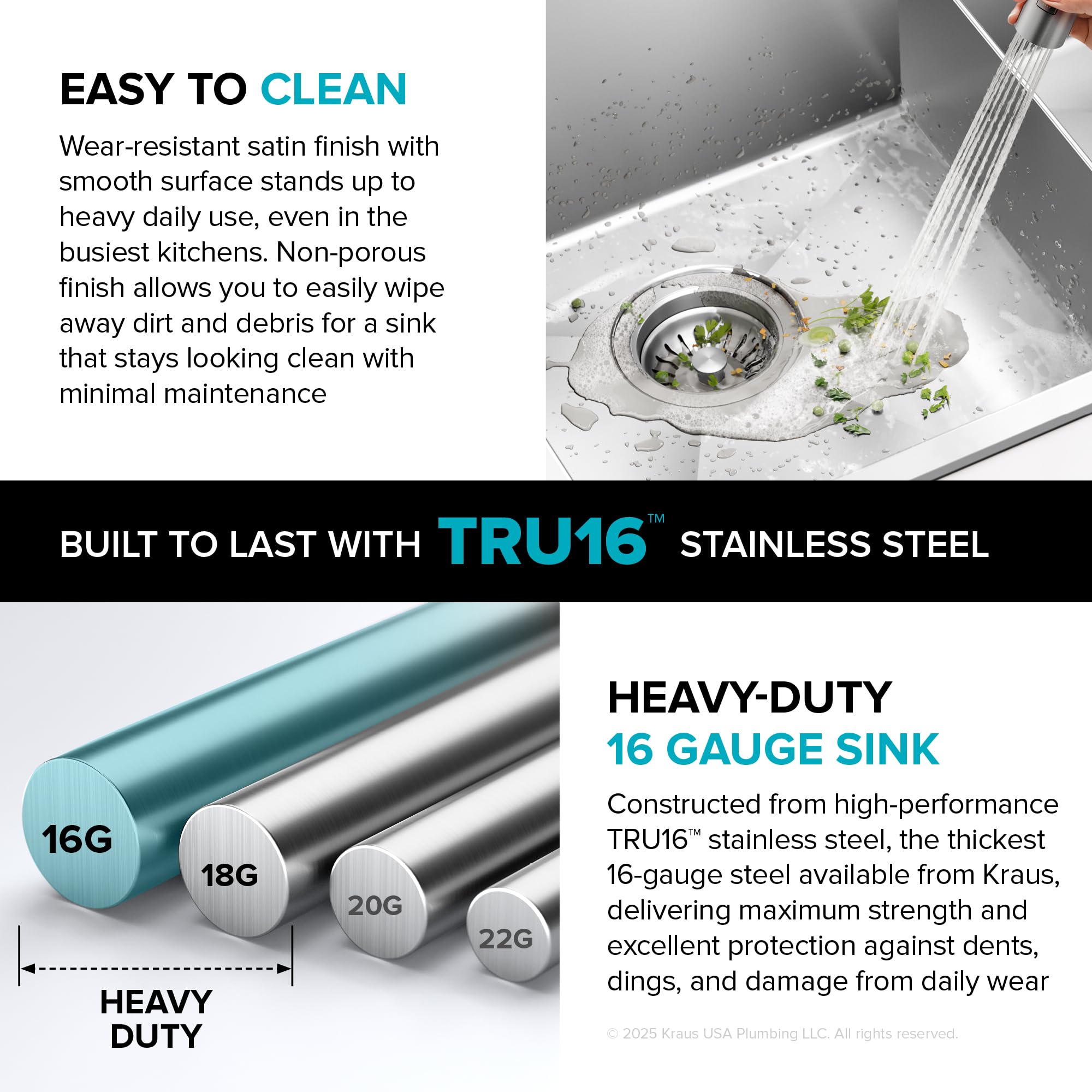 KRAUS Standart PRO™ 32-inch 16 Gauge Undermount 60/40 Double Bowl Stainless Steel Kitchen Combo with WasteGuard™ Continuous Feed Garbage Disposal, KHU103-32-100-75MB