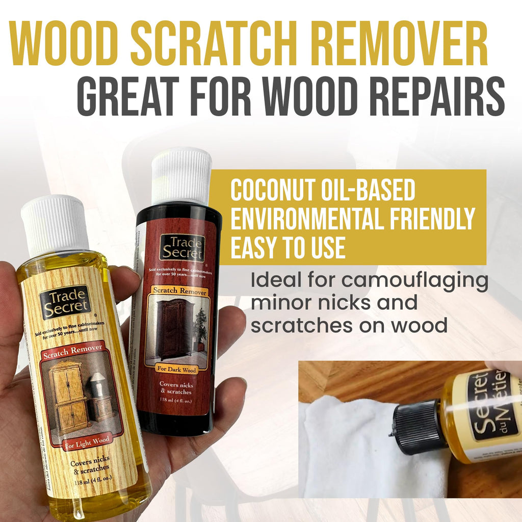 Trade Secret Scratch Concealer for Dark Wood Furniture & Floors – Dark Brown Shade Stain Covers Nicks, Scuffs, Dog & Cat Scratches, Minor Defects – Real Wood Only