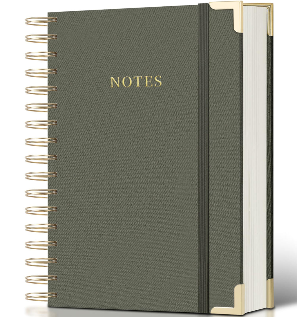 Spiral Notebook Journal, 328 Pages Linen Hardcover College Ruled Notebook, Lined Thick Journals for Women Men, A4 Thick Spiral Journal for Writing, 100GSM Paper, Cute Notebooks for Work School