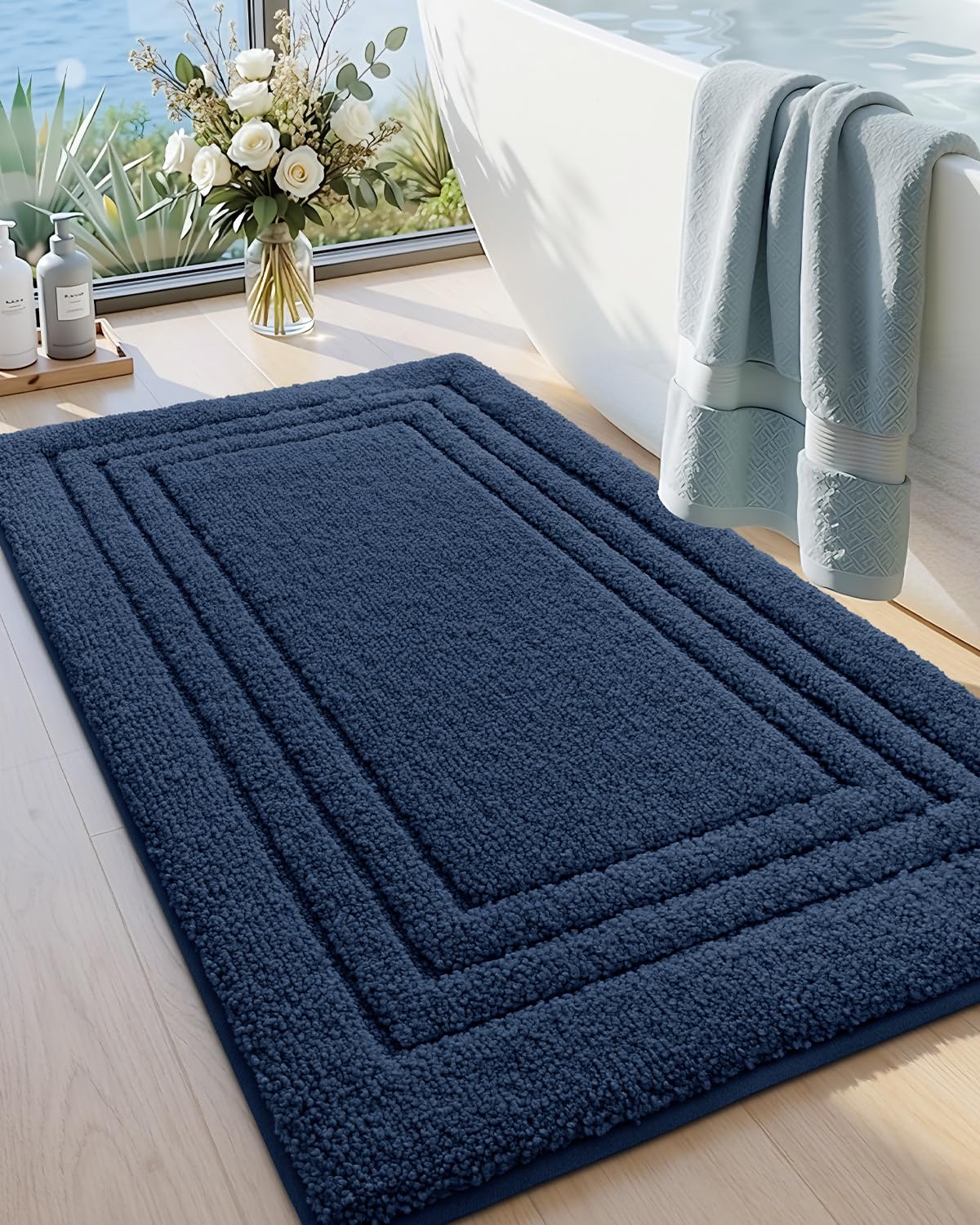 DEXI Bath Mats Bathroom Rug, 32x20 Non Slip Bathroom Rugs Washable, Absorbent Bathmat Quick Dry for Shower Floor Sink, Beige