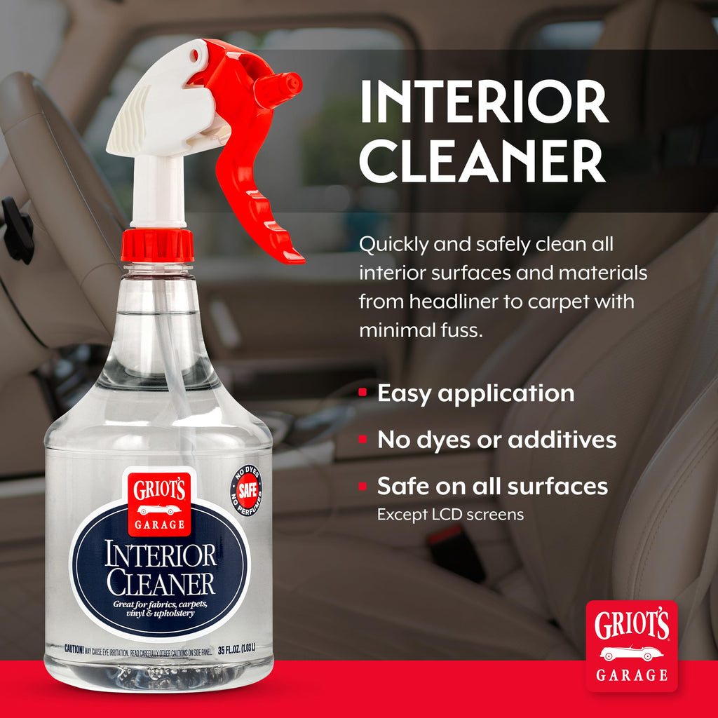 Griot's Garage Interior Cleaner Spray for Car Seats, Carpet, Upholstery Fabric, Floor Mat, Vinyl, Dashboard, Ideal for Truck, SUV, RV, Boat, and More, 10956, 22 Fl Oz