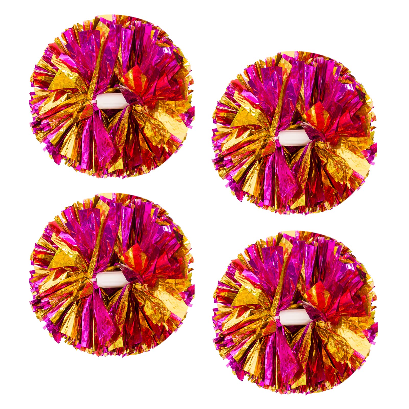 4Pcs Metallic Cheerleading Pom Poms, Creatiee 2 Pair Cheerleader Cheering Squad Pompoms for School Sports Dance Games Team Spirit Cheer