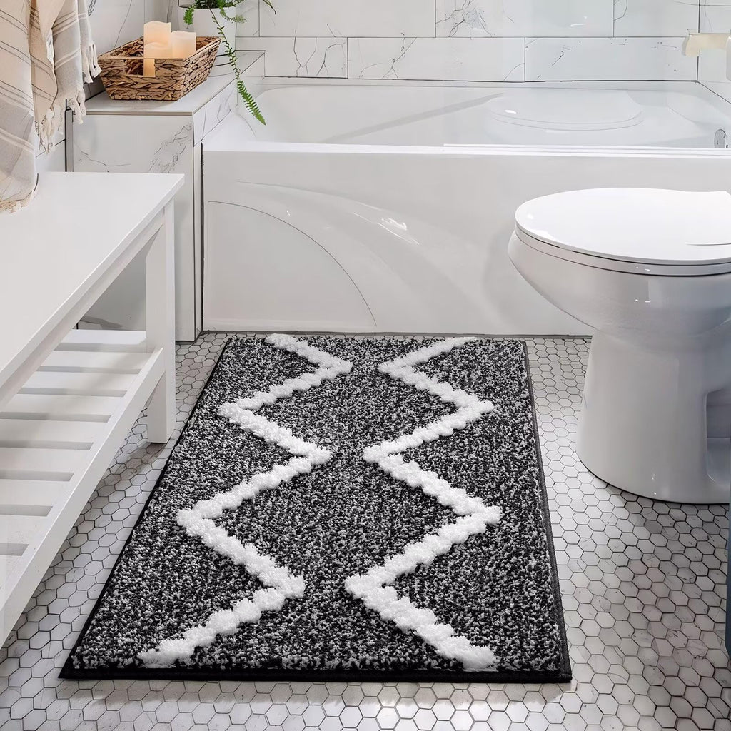 DEXDE Bathroom Rugs Runner 24x47 Long Bath Rug Non Slip Soft Washable Large Bath Mats for Bathroom Bedroom Hallway Kitchen Floor Carpet Modern Boho Decor, Beige