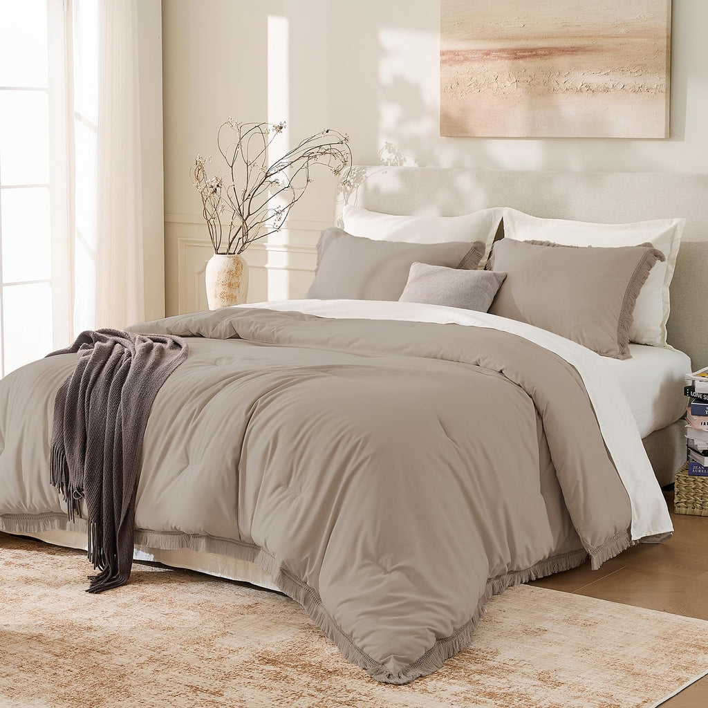 Andency Comforter Full Size Set Burnt Orange, 3 Pieces Boho Terracotta Winter Lightweight Bedding Comforter Sets, All Season Rust Tassel Bed Set (79x90In Comforter & 2 Pillowcases)