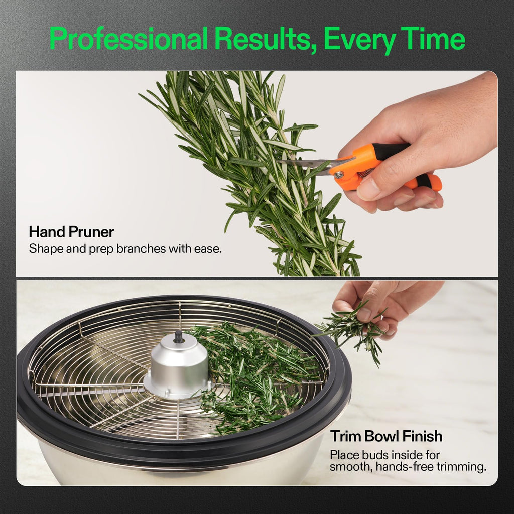 VIVOSUN 13 inch Bud Leaf Bowl Trimmer- Clear Visibility Dome, Sharp Stainless Steel Blades for Spin Cut & Solid Metal Gear Box, Hand Pruner Included (Upgraded Version)