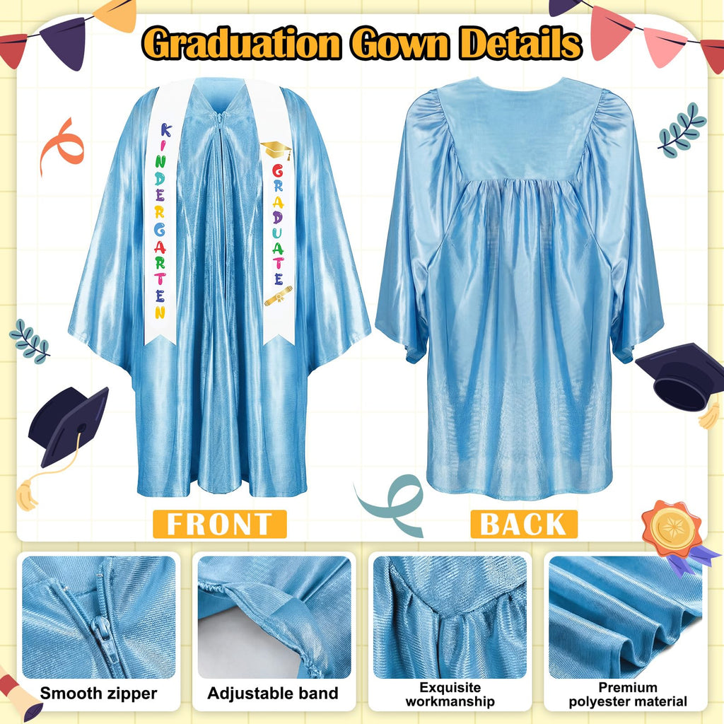 Sintuff 7 Pcs Kindergarten Preschool Graduation Cap and Gown with Bear Gifts 2026 Grad Stole Tassel Sash for Toddler Kids