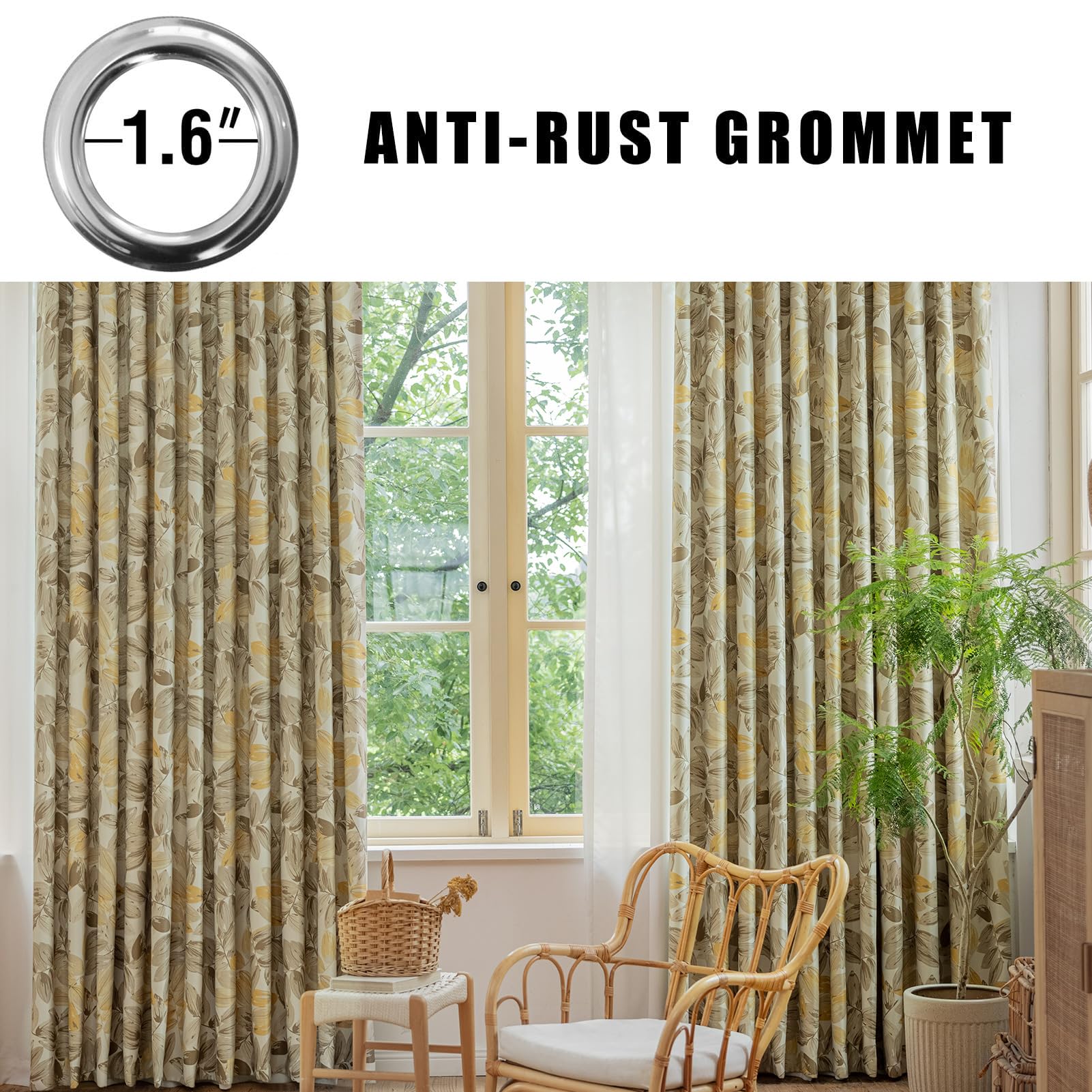 SUOUO Brown Floral Blackout Curtains for Bedroom Patterned Leaf 84 inches Long Room Darkening Window Drapes for Living Room 2 Panels