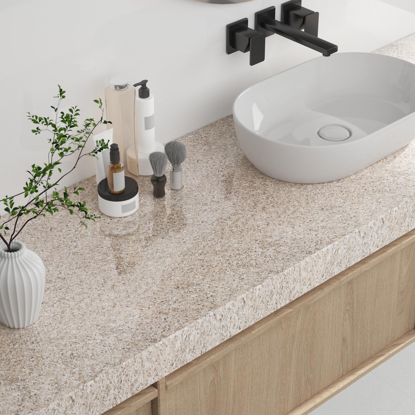 VEELIKE 15.7''x118'' Granite Contact Paper for Countertops Waterproof Self Adhesive Granite Wallpaper Peel and Stick Countertops for Kitchen Bathroom Counter Top Removable Decorative Vinyl Film