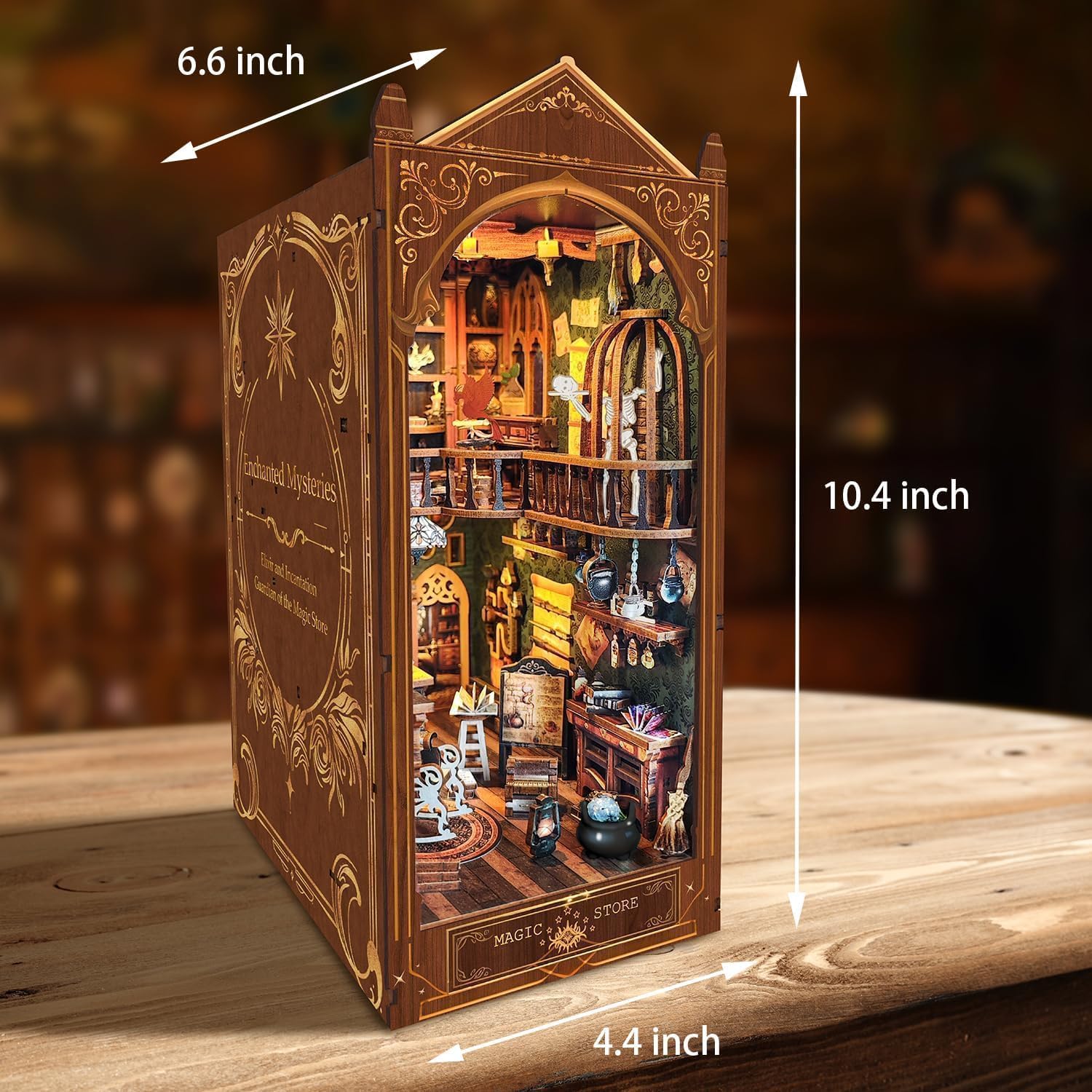 Book Nook Kit, Magic Store Dollhouse Booknook Bookshelf Insert Decor Alley DIY Miniature House Kit with Led Light Crafts for Adults to Build-Creativity Model Gift