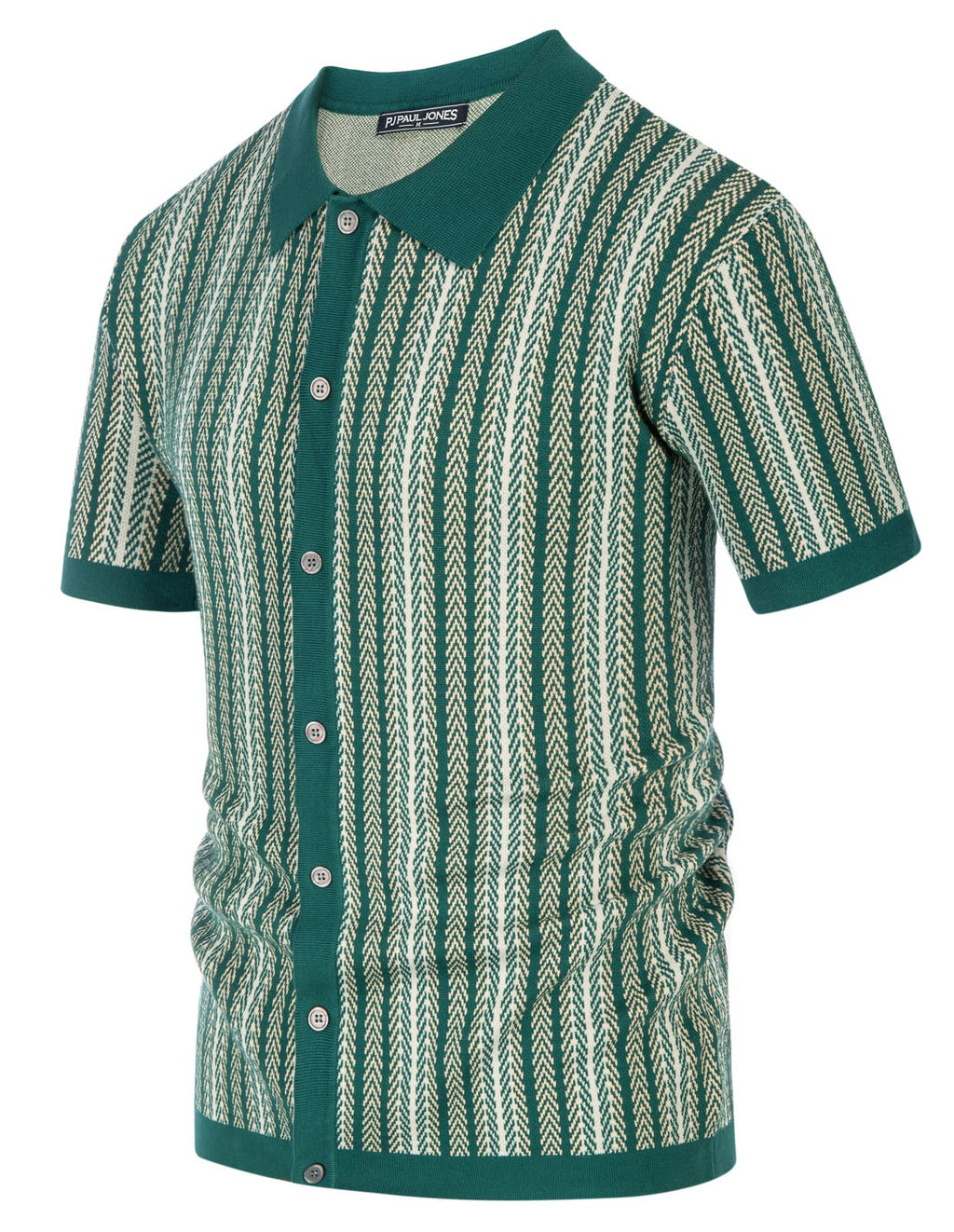 PJ PAUL JONES Men's Polo Shirts Retro Knit Shirt Vintage Striped Shirt