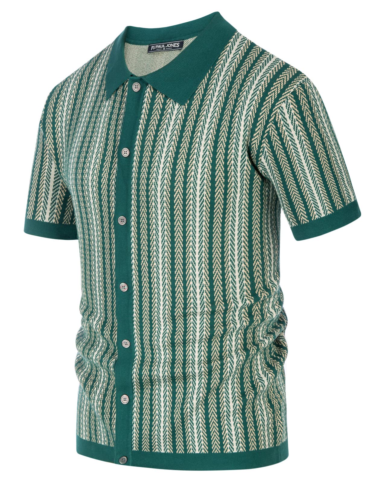 PJ PAUL JONES Men's Polo Shirts Retro Knit Shirt Vintage Striped Shirt