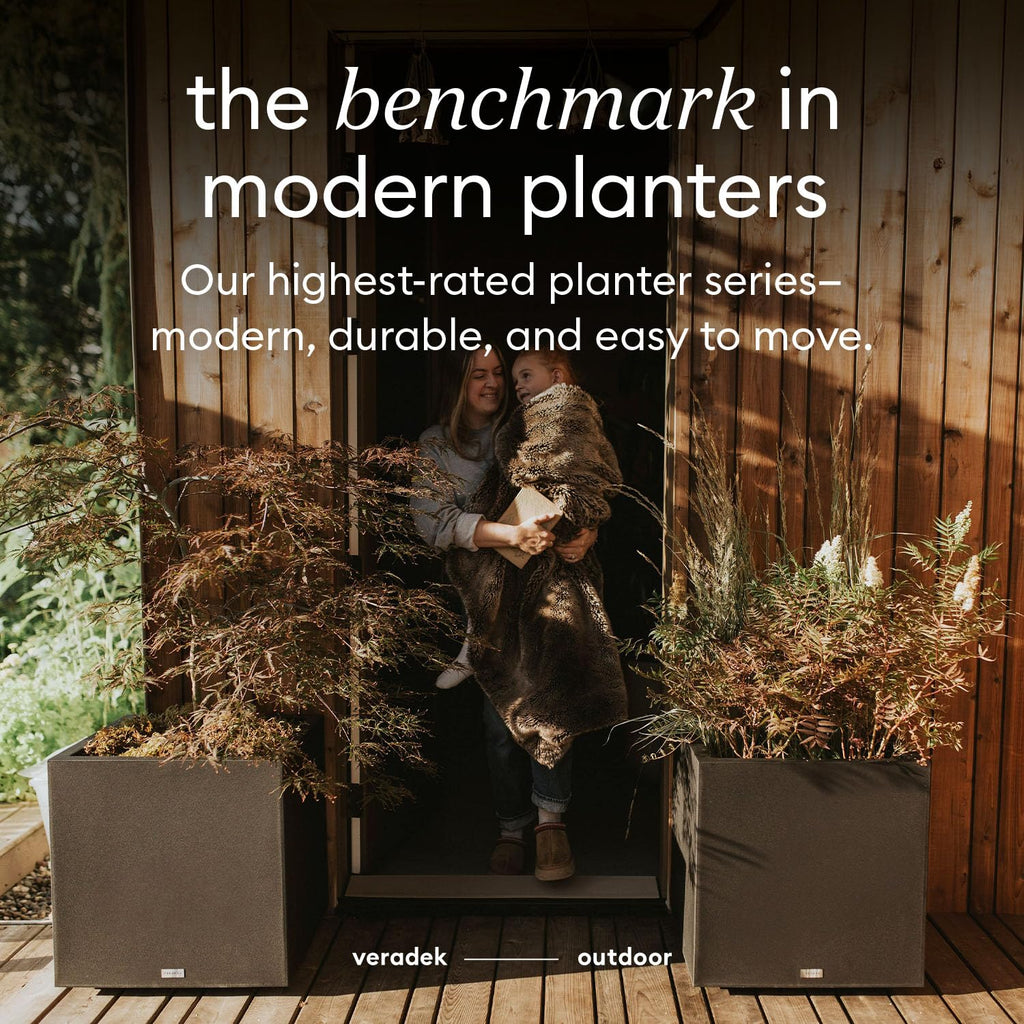 Veradek Block Series Cube Plastic Planter - Large Square Planter for Indoor or Outdoor Patio/Garden | Durable All-Weather Use with Drainage Holes | Modern Décor for Tall Plants, Trees, Flowers