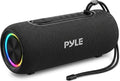Pyle Portable Bluetooth Speaker - IPX5 Waterproof, Multi-Color LED, TWS Stereo Pairing, USB/AUX/FM, 20W Peak Power, 5H Battery, Built-In Mic, Shockproof ABS Design - Outdoor, Travel, Home - PBTPSP20BK