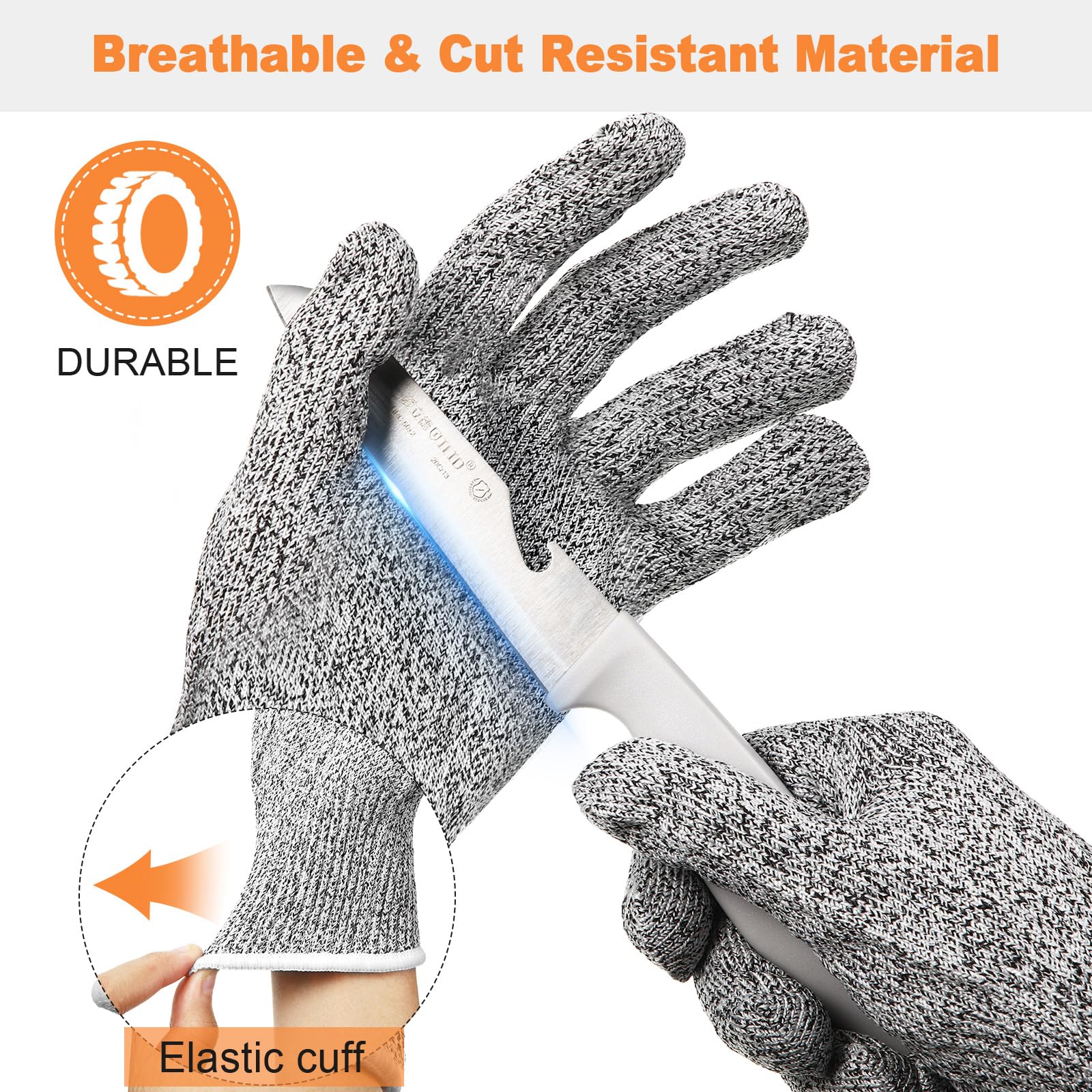 Xuhal 12 Pairs Cut Resistant Gloves Level 5 Protection Cutting Safety Kitchen Anti Cut Gloves for Kitchen (M)