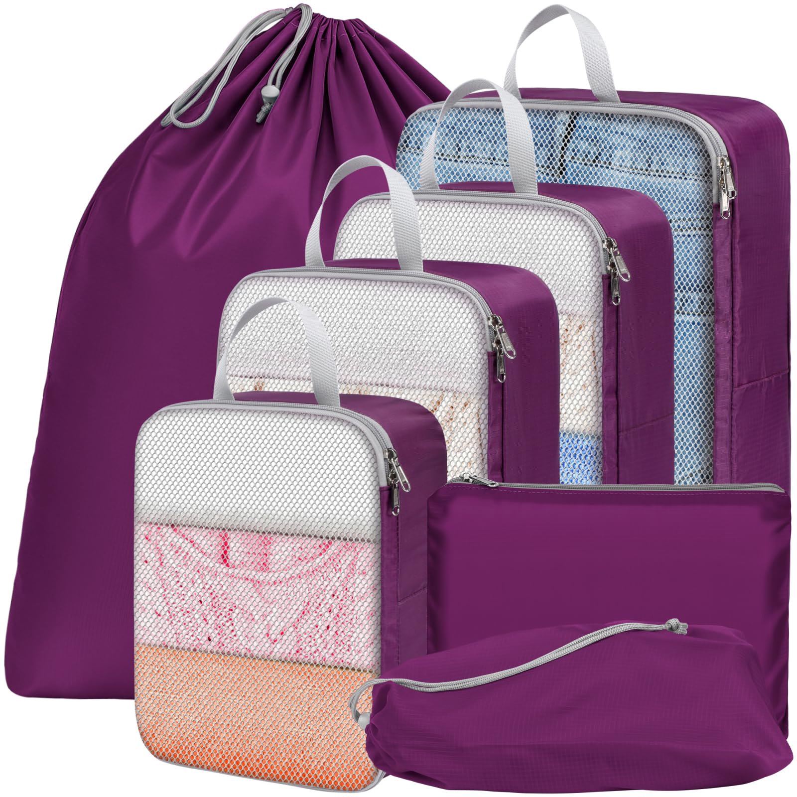 Cambond Compression Packing Cubes for Travel - Lightweight Expandable Travel Bags Luggage Organizers Travel Essentials Compression Cubes for Travel Space Saver for Carry on Suitcases Organizer