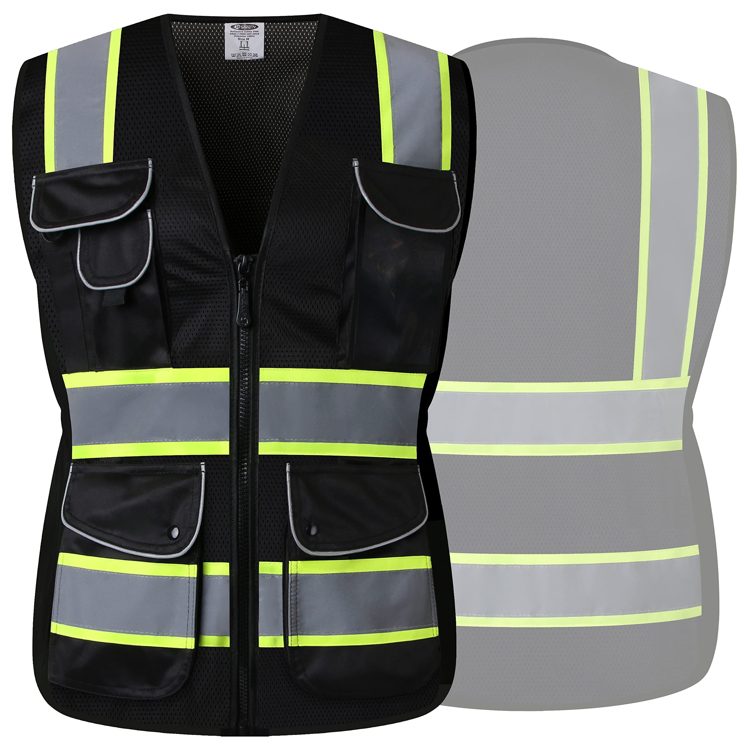 JKSafety Women Hi-Vis Reflective Safety Vest | Neon Color body Sewed Reflective Strips Breathable Lightweight ANSI Compliant