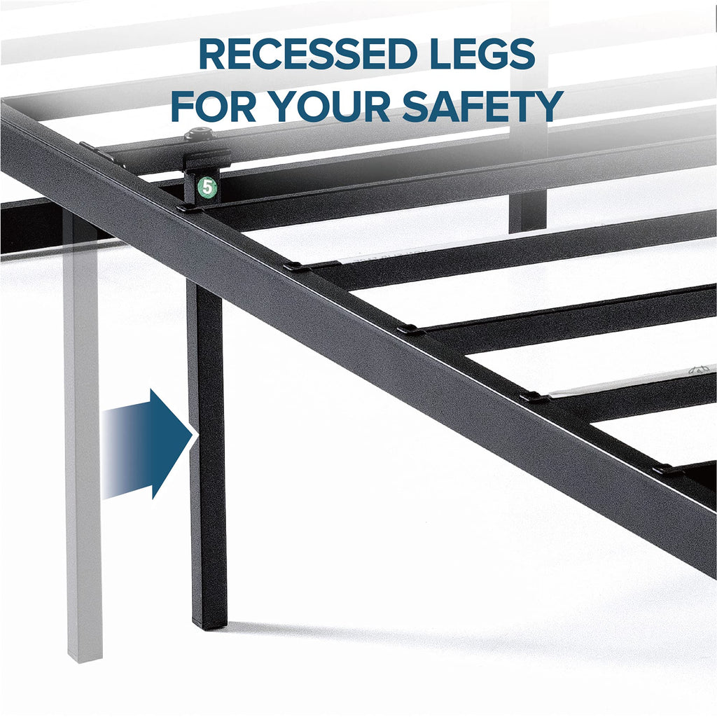 Zinus ABEL 14 Inch Platform Bed Frame, Steel Slat Support, Easy Assembly, No Box Spring Needed, Eco Friendly WonderBox(TM) Packaging, Black, Twin