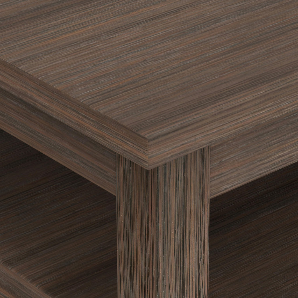 SIMPLIHOME Warm Shaker Coffee Table - 48 inch Wide Solid Wood Coffee Table in Black, Transitional Living Room Table with 2 Drawers, Open Shelf, Shaker Fronts and Tapered Legs