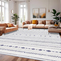 Washable Rug 6x9 Area Rugs: 6x9 Rug Moroccan Soft Geometric Machine Washable Rug Non-Slip, Low Pile Indoor Floor Neutral Carpet Large Rugs for Living Room, Bedroom, Under Dining Table- Blue/Grey