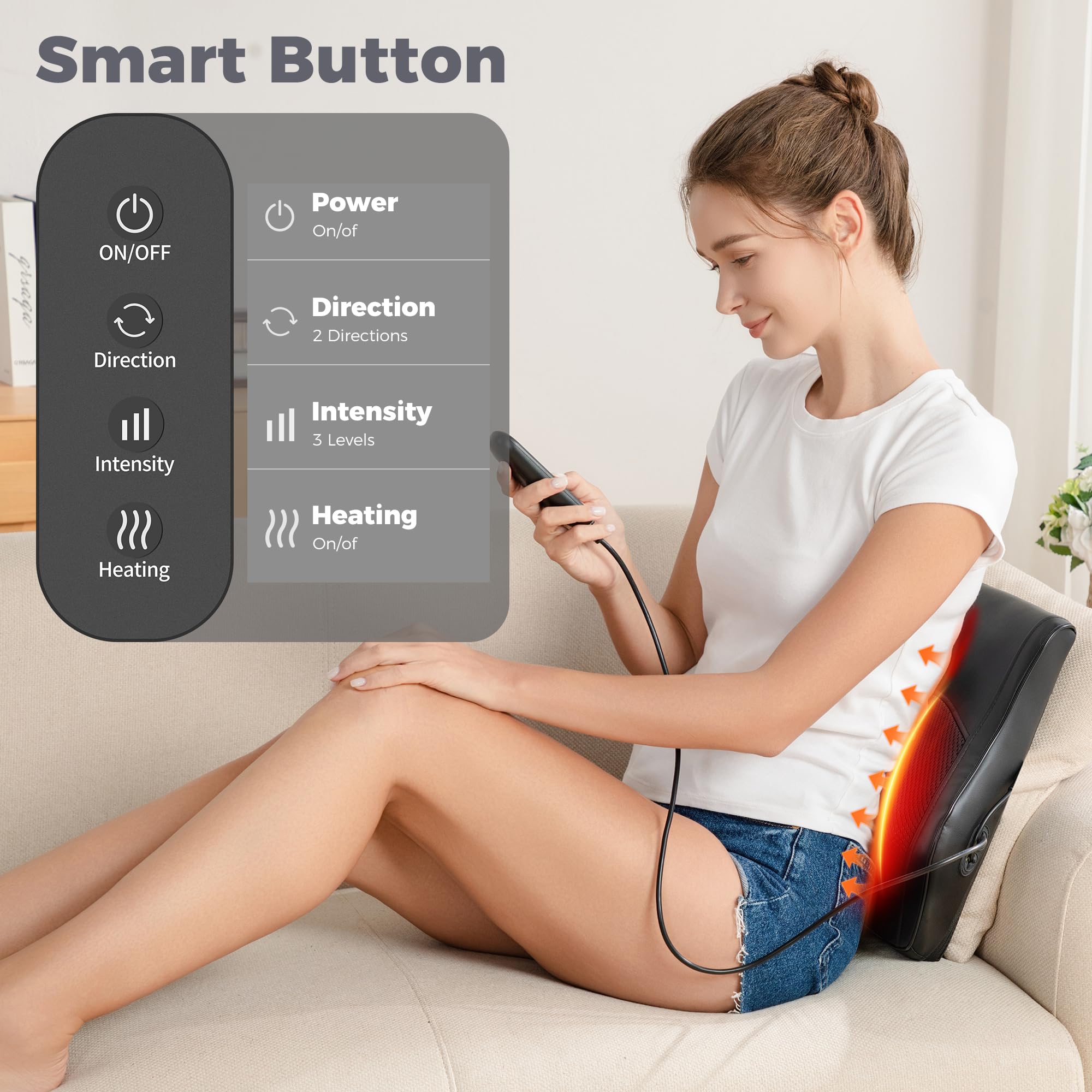Brelley Neck and Back Massager for Pain Relief Deep Tissue with Heat, Shiatsu Shoulder Massager with Bi-Directional Rotating Head for Neck, Back, Shoulders, and Legs
