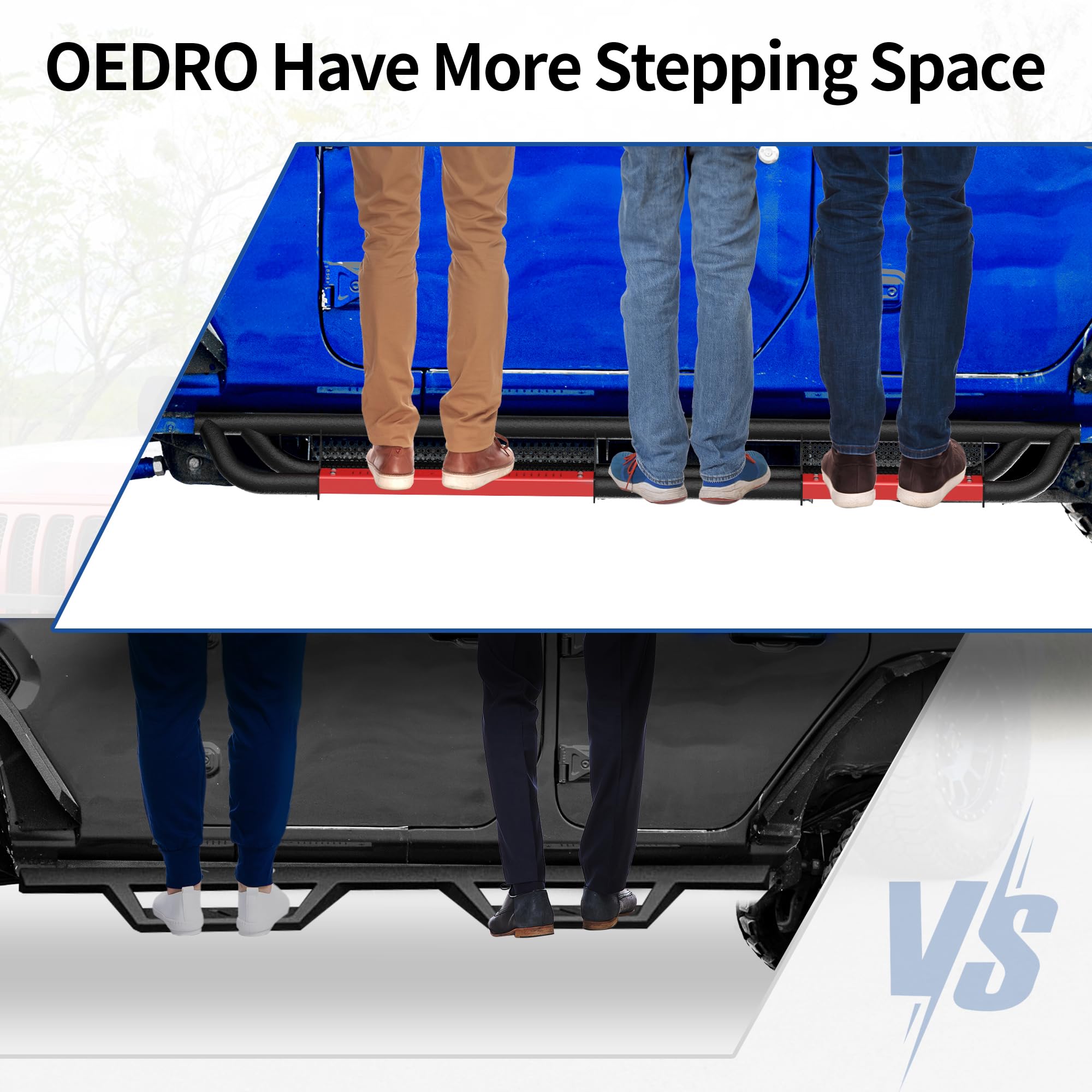 OEDRO Running Boards: Compatible with Chevy Colorado/GMC Canyon 2015-2026 Crew Cab, Side Steps Two-Stairs Bed Access Nerf Bar Rails