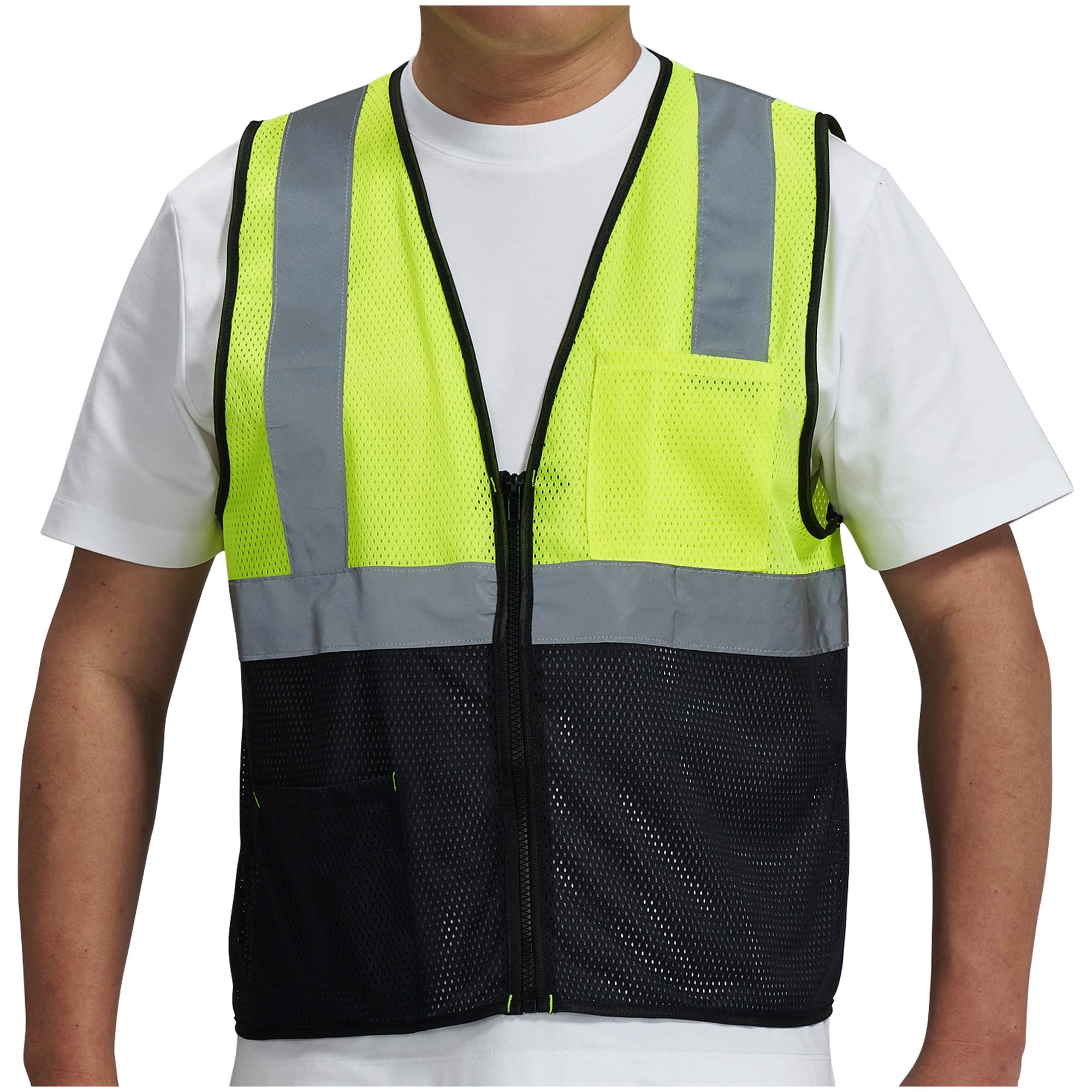 AYKRM 2 Pocket Mesh High Visibility Reflective Safety Vest for men & Women ANSI/ISEA 107 Standards